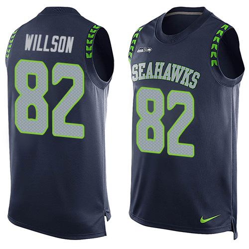 Nike Seahawks #82 Luke Willson Steel Blue Team Color Men's Stitched NFL Limited Tank Top Jersey - Click Image to Close
